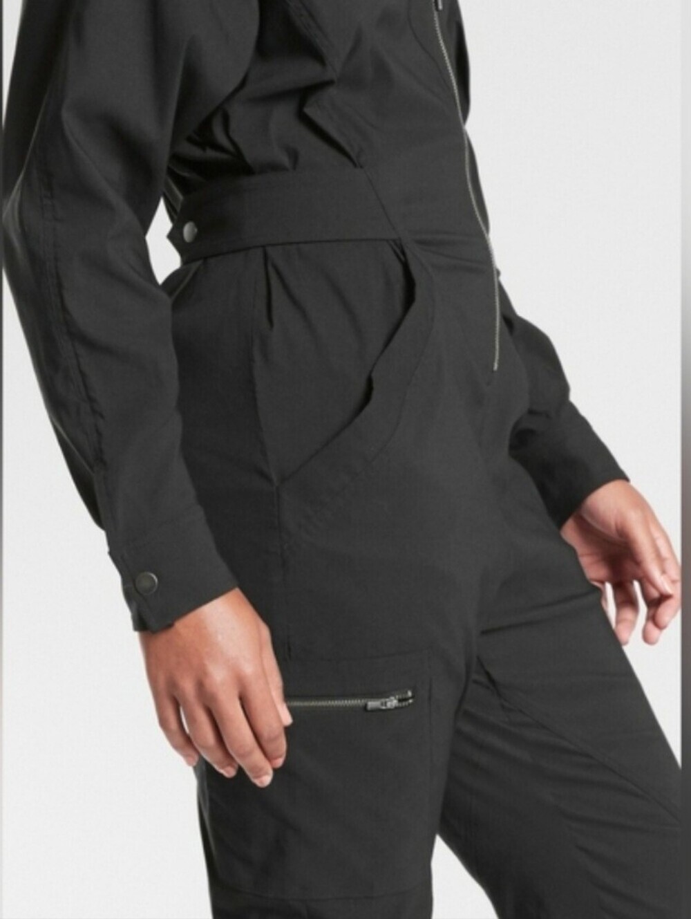 Athleta Lenox Utility Cargo Jumpsuit Black Wmn Sz 6 Gorpcore Athletic - Picture 3 of 16